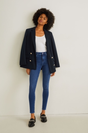 C&A Mager Mid-rise Midja Thermal Lycra® Jeans Dam Blå | DGWPB-3915