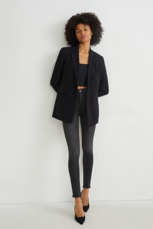 C&A Mager Mid-rise Midja Thermal Lycra® Jeans Dam Blå Mörkgrå | TGWYP-0589