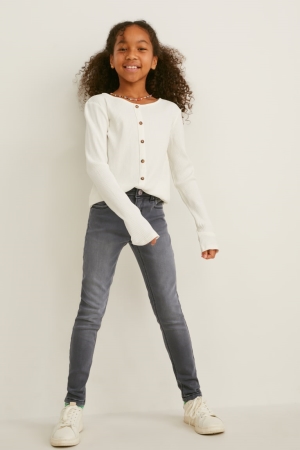 C&A Mager Thermal Jeans Tjej Blå Grå | TQXNC-4297