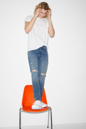 C&A Mager With Recycled Bomull Jeans Herr Blå Ljusblå | EAHDO-7081