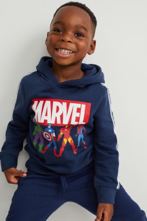 C&A Marvel Hoodie Tjej Mörkblå | FPBQM-1602