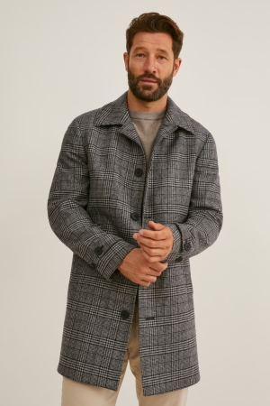 C&A Merino Check Rockar Herr Grå Svarta | TPGEQ-5729
