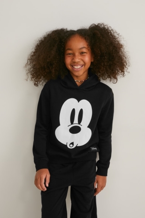 C&A Mickey Mouse Hoodie Tjej Svarta | JKDLP-0972