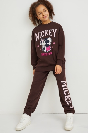 C&A Mickey Mouse Set And Joggers 2 Piece Tröjor Tjej Mörkbruna | BUHKD-3246