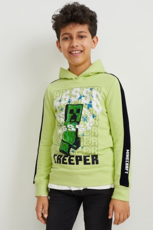 C&A Minecraft Hoodie Tjej Ljusgröna | GYOUT-1750