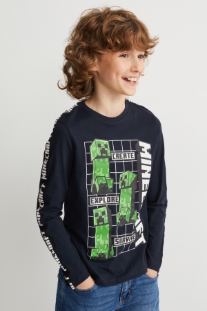 C&A Minecraft Long Sleeve Blast Pojke Mörkblå | KLMBT-2354