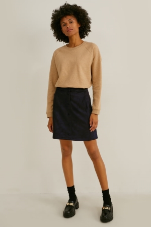 C&A Mini Faux Mocka Kjolar Dam Svarta | EKSID-8697