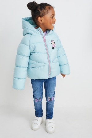 C&A Minnie Mouse Quiltad With Hood Recycled Jacka Tjej Ljusblå | OYAEH-5437