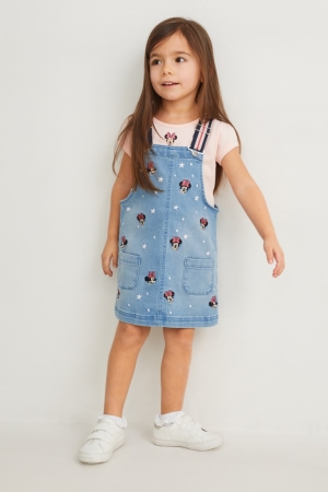 C&A Minnie Mouse Set Sleeve And Pinafore 2 Piece T-shirt Tjej Blå Ljusblå | NBRCT-2843