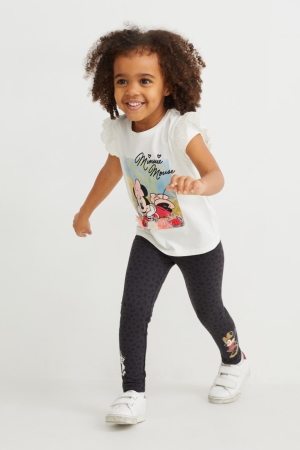 C&A Minnie Mouse Sleeve T-shirt Tjej Vita | MCLQW-8930