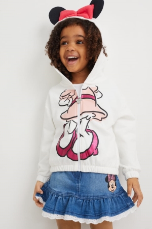 C&A Minnie Mouse Zip-through Hoodie Tjej Vita | JVRSZ-5092