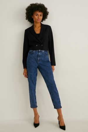 C&A Mom High Midja Lycra® Jeans Dam Blå | MRFAQ-5032