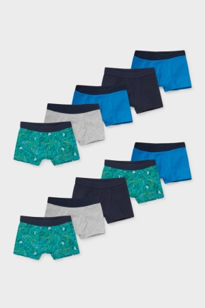 C&A Multipack Of 10 Boxer Organic Bomull Underkläder Pojke Blå Mörkgröna | MJGTL-6297
