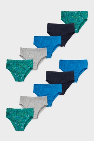 C&A Multipack Of 10 Briefs Organic Bomull Underkläder Pojke Svarta Grå | KEASY-5234