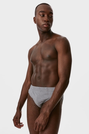 C&A Multipack Of 10 Briefs Organic Bomull Underkläder Herr Grå | OCWAK-6941