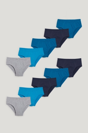 C&A Multipack Of 10 Briefs Organic Bomull Underkläder Pojke Blå | PQZEB-6843