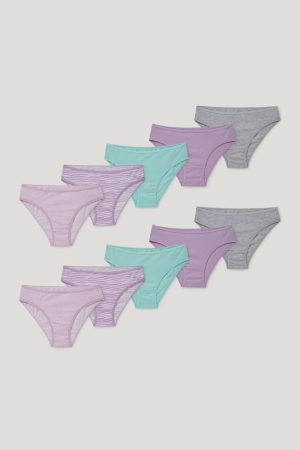 C&A Multipack Of 10 Briefs Organic Bomull Underkläder Tjej Ljuslila | VDIMK-2670