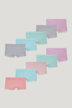 C&A Multipack Of 10 Organic Bomull Underkläder Tjej Rosa Turkos | ONKBR-5483