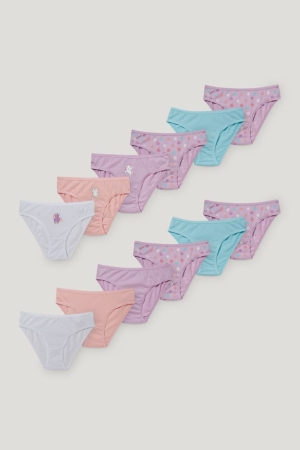 C&A Multipack Of 12 Briefs Organic Bomull Underkläder Tjej Rosa Turkos | WIHMQ-6458