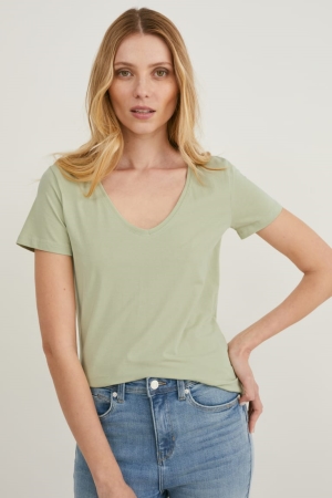 C&A Multipack Of 2 BasicOrganic Bomull T-shirt Dam Mintgröna Gröna | JZHPF-9712