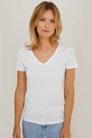 C&A Multipack Of 2 BasicOrganic Bomull T-shirt Dam Vita | MWKEH-7309