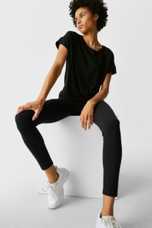 C&A Multipack Of 2 Basic Leggings Organic Bomull Långbyxor Dam Svarta | QHNAG-6530