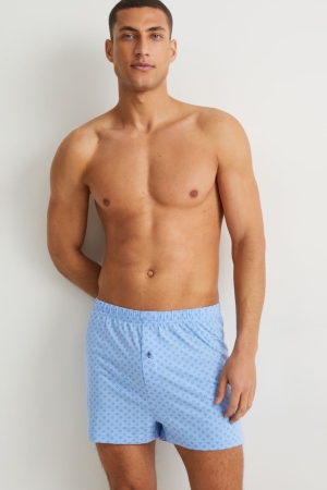 C&A Multipack Of 2 Boxer Jersey Organic Bomull Underkläder Herr Blå | JFSHY-5980