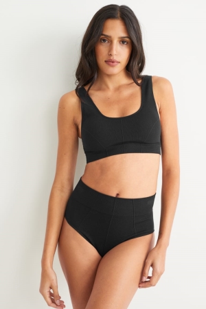 C&A Multipack Of 2 Briefs Seamless Lycra® Underkläder Dam Svarta | HTKLM-6708