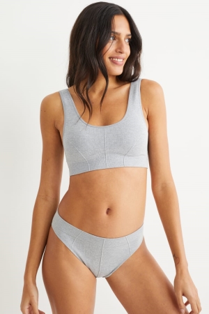 C&A Multipack Of 2 Briefs Seamless Lycra® Underkläder Dam Grå | XOMKZ-4657