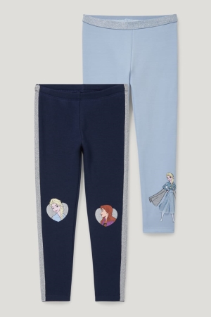 C&A Multipack Of 2 Frozen Thermal Leggings Långbyxor Tjej Mörkblå | LWNIG-6295