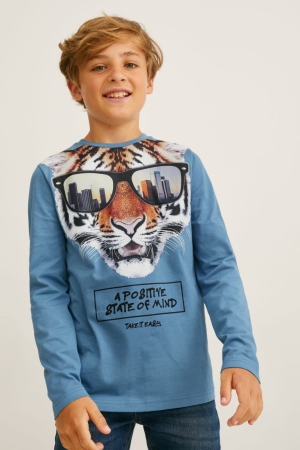 C&A Multipack Of 2 Long Sleeve Blast Pojke Blå | SQAKH-1592