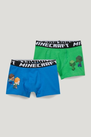 C&A Multipack Of 2 Minecraft Boxer Organic Bomull Underkläder Pojke Blå | XFYCH-5639