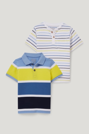 C&A Multipack Of 2 Polo And Sleeve Randig Skjorta Pojke Blå | BKOLW-9563
