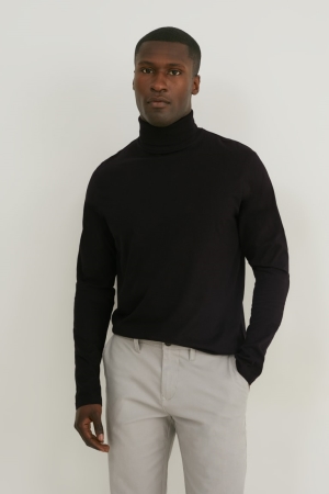 C&A Multipack Of 2 Polo Neck Organic Bomull Blast Herr Svarta | GBPKY-3217