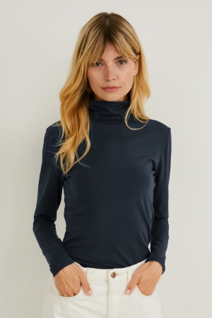 C&A Multipack Of 2 Polo Neck Organic Bomull Blast Dam Mörkblå Vita | GZRWK-5024