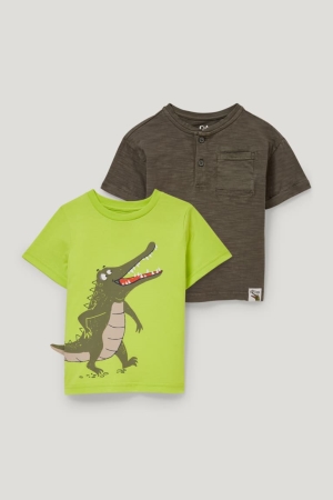 C&A Multipack Of 2 Sleeve T-shirt Pojke Ljusgröna | DWYQS-2716