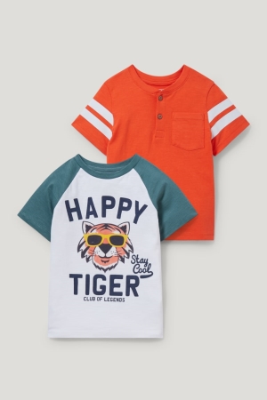 C&A Multipack Of 2 Sleeve T-shirt Pojke Vita | UCNSO-1854