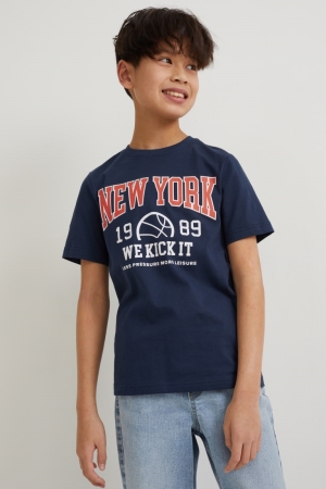 C&A Multipack Of 2 Sleeve With In-conversion Bomull T-shirt Pojke Mörkblå | WXIJA-0425