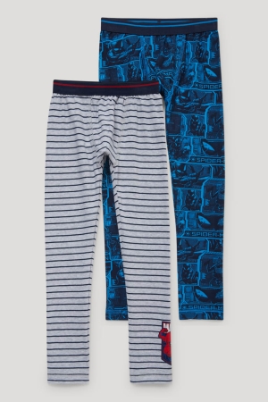 C&A Multipack Of 2 Spider-man Long Pants Organic Bomull Underkläder Pojke Grå Mörkblå | SLPCW-3475