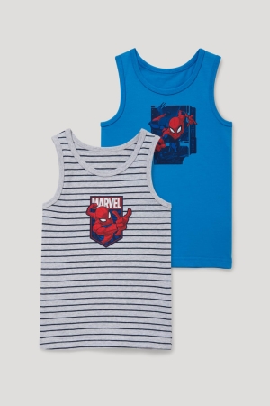 C&A Multipack Of 2 Spider-man Vest Organic Bomull Underkläder Pojke Grå | RHAGU-8416