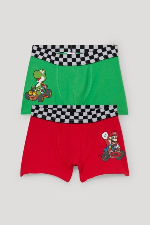 C&A Multipack Of 2 Super Mario Boxer Organic Bomull Underkläder Pojke Gröna | OLABH-3016