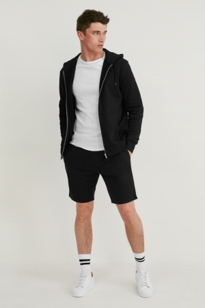 C&A Multipack Of 2 Sweat Organic Bomull Shorts Herr Svarta | BOZFK-1834