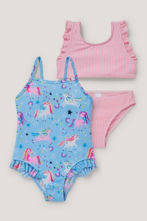 C&A Multipack Of 2 Swimsuit And Bikini Lycra® Xtra Life™ Badkläder Tjej Ljusblå | KMDLZ-7802