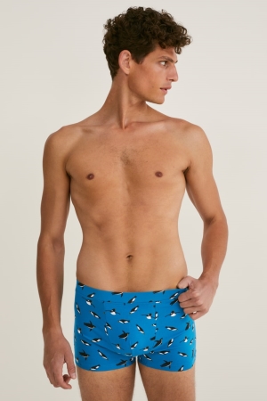 C&A Multipack Of 2 Trunks Organic Bomull Lycra® Underkläder Herr Blå | LPZTQ-3902
