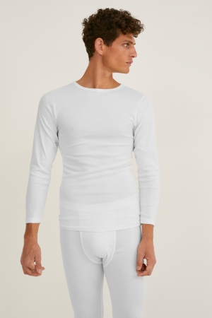 C&A Multipack Of 2 Vest Mager Rib Organic Bomull Underkläder Herr Vita | HSKYU-4920