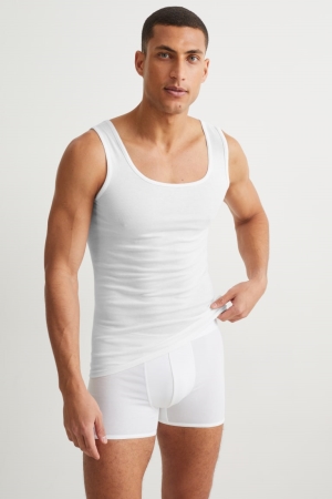 C&A Multipack Of 2 Vest Pima Bomull Underkläder Herr Vita | ZOATJ-3718