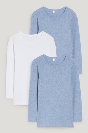 C&A Multipack Of 3 Base Layer Organic Bomull Underkläder Pojke Ljusblå | FNQJK-1432