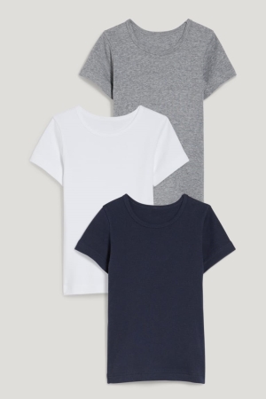 C&A Multipack Of 3 Base Layer With Organic Bomull Underkläder Pojke Ljusgrå | TLBHW-8329