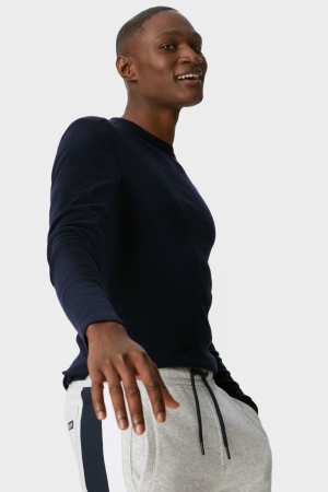 C&A Multipack Of 3 Basic Long Sleeve Organic Bomull Blast Herr Vita Svarta | CNIKR-8391