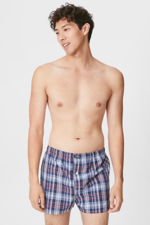 C&A Multipack Of 3 Boxer Woven Organic Bomull Underkläder Herr Mörkblå | CYPBV-7042